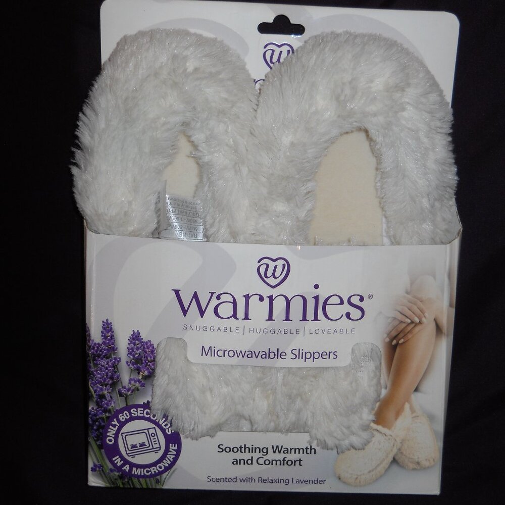 NEW~ Warmies Microwaveable/Freezer House Slippers ~ Cream ~ Size 6-10